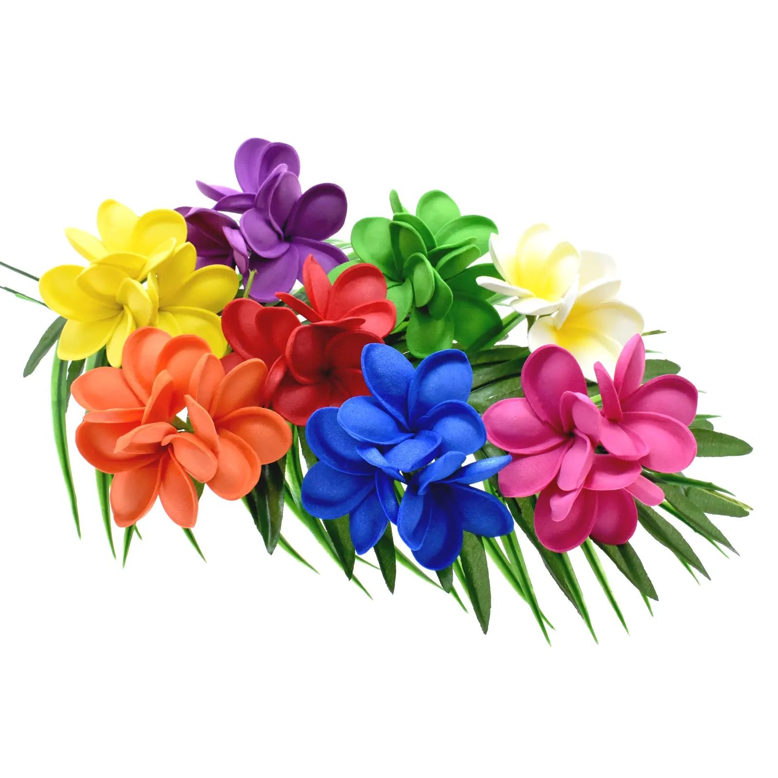 Accesorios para el cabello de espuma EVA estilo playero Hawaiano para fiestas de boda, vacaciones, tres pinzas para el pelo de flor frangipany