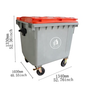 660L 1100L带轮子的塑料垃圾箱和室外垃圾容器移动垃圾箱 - Product Image 2