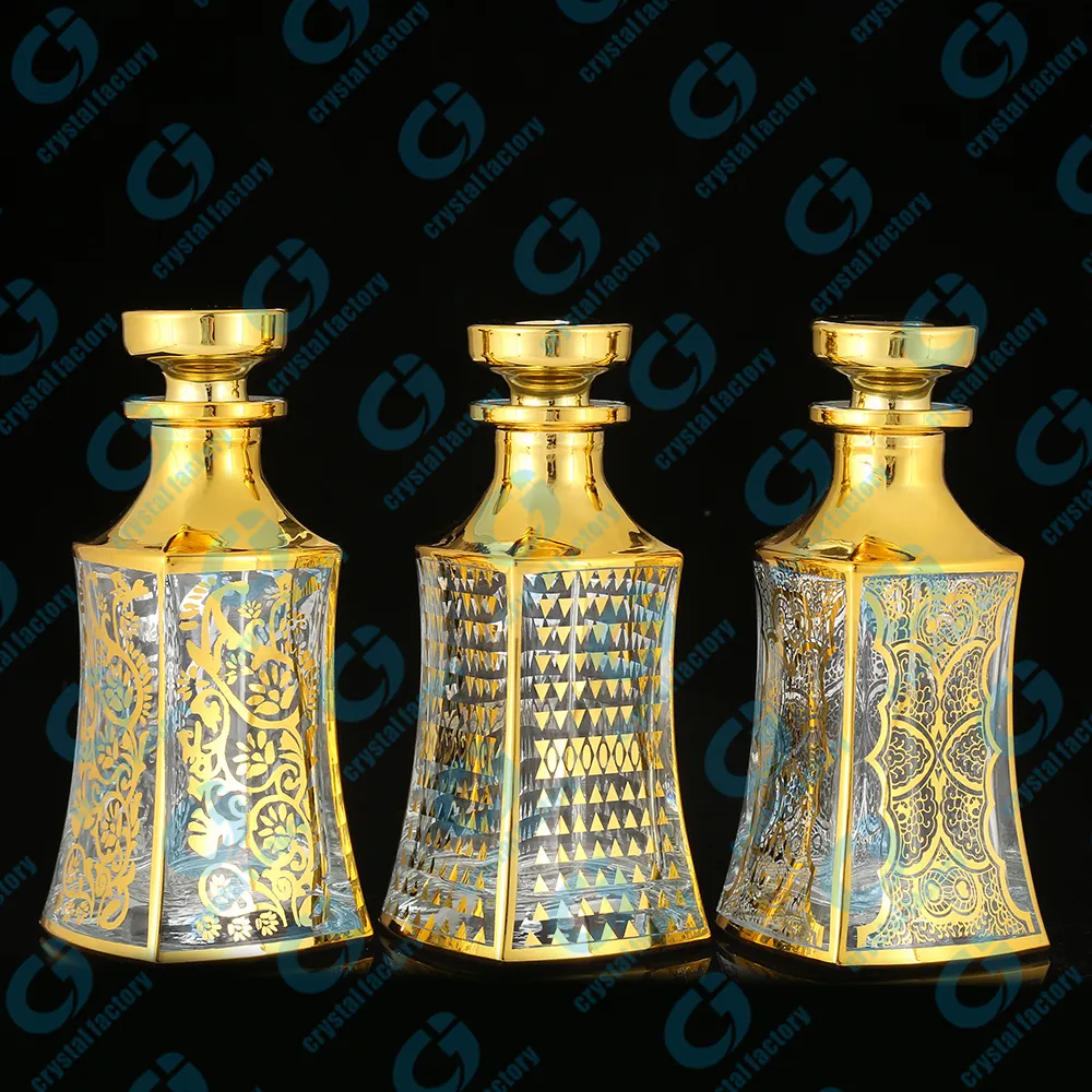 CJ-150ml handgemachte UV Golden Printing maßge schneiderte Big Attar Parfüm Öl Display Dekan ter Glasflaschen