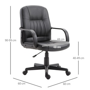 Vinsetto Ergonomic and <span class=keywords><strong>Swivel</strong></span>オフィスチェア,高さ調整可能なオフィスチェア,フェイクレザー60x60x90-99cmブラック