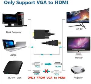 HD VGA Male to HDTV Female Convertor with USB Cable Audio Cable for <strong>Computer</strong> PC DVD HDTV - Product Image 5