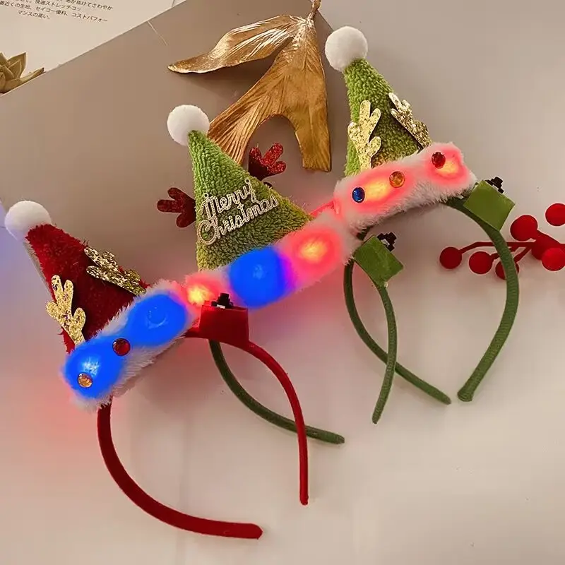Nuevos accesorios navideños para el cabello lindo sombrero de Navidad diadema niña foto divertida dibujos animados felpa diadema haircard