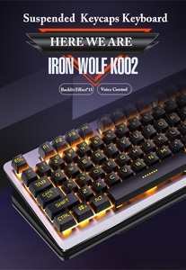 デスクトップノートブック用のメカニカルフェリングゲーミングキーボードを備えたレインボーマーキーバックライト付き吊り下げキーキャップ付き音声コントロールキーボード - Product Image 6