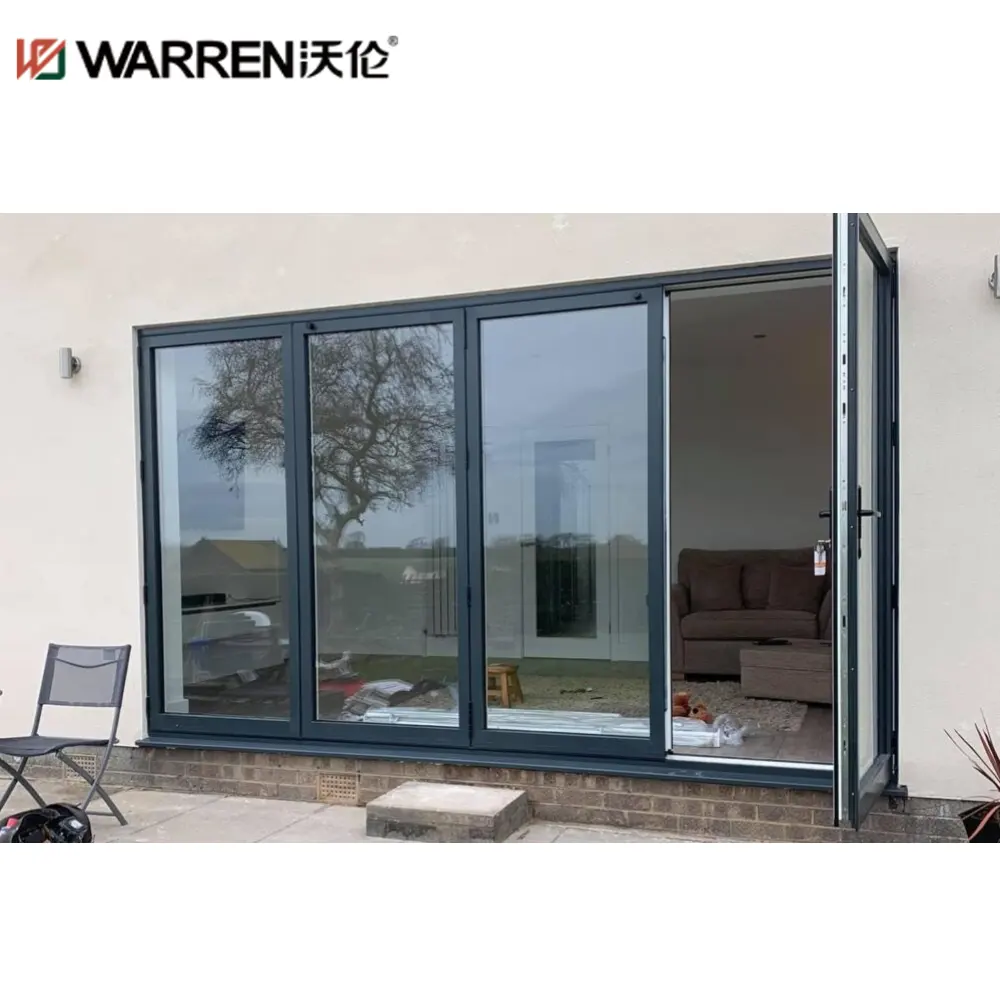 Warren 36x78 Bifold in alluminio vetrate grige sistema interno a doppia porta