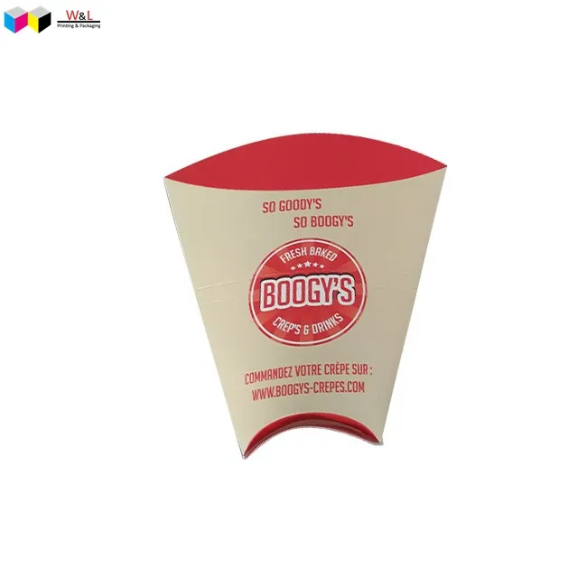 Caja de embalaje de crepes de papel con forma de cono de diseño personalizado de tamaño personalizado reciclable de grado alimenticio contenedor portador para alimentos