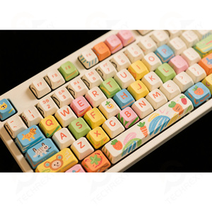 パーソナライズされた子供用キーキャップ手描きスタイルクマ豚動物カラフルパレットPBT昇華MXキー - Product Image 1