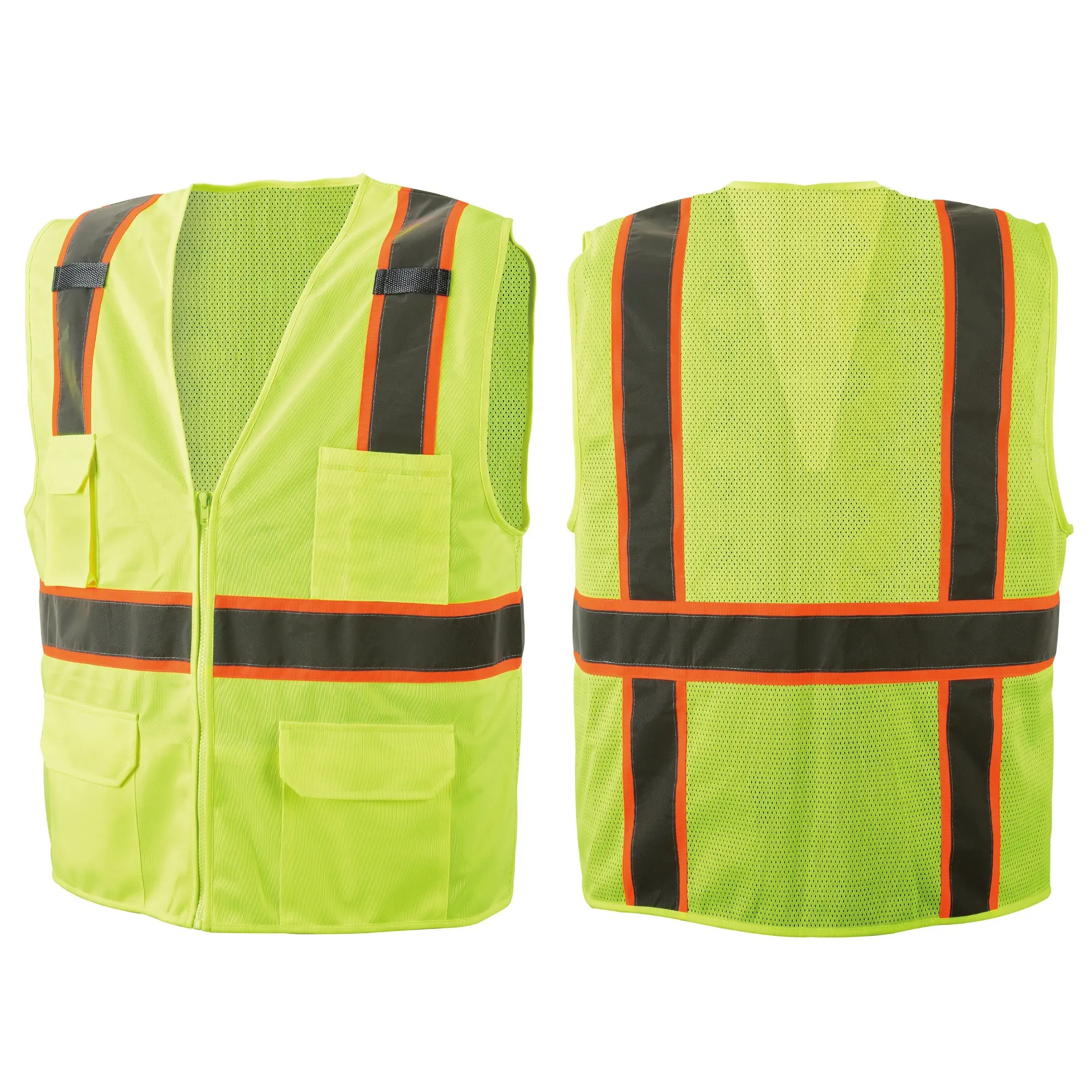 ANSI classe 2 geometri gilet poliestere anteriore maglia posteriore logo personalizzato gilet di sicurezza lavoro riflettente per la sicurezza sul posto di lavoro notturno