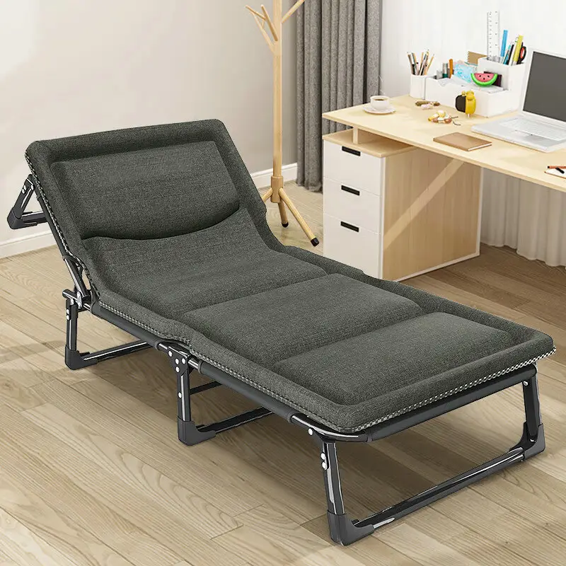 New Designs Portable 4 Gears Adjustable Reclining Steel Metal Soft & Comfortable Folding Bed for Adults
