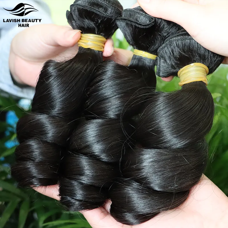 Lavish belleza al por mayor paquete de pelo de onda suelta paquetes de 12 a grado brasileño cabello humano 100% cabello humano paquete virginal proveedores