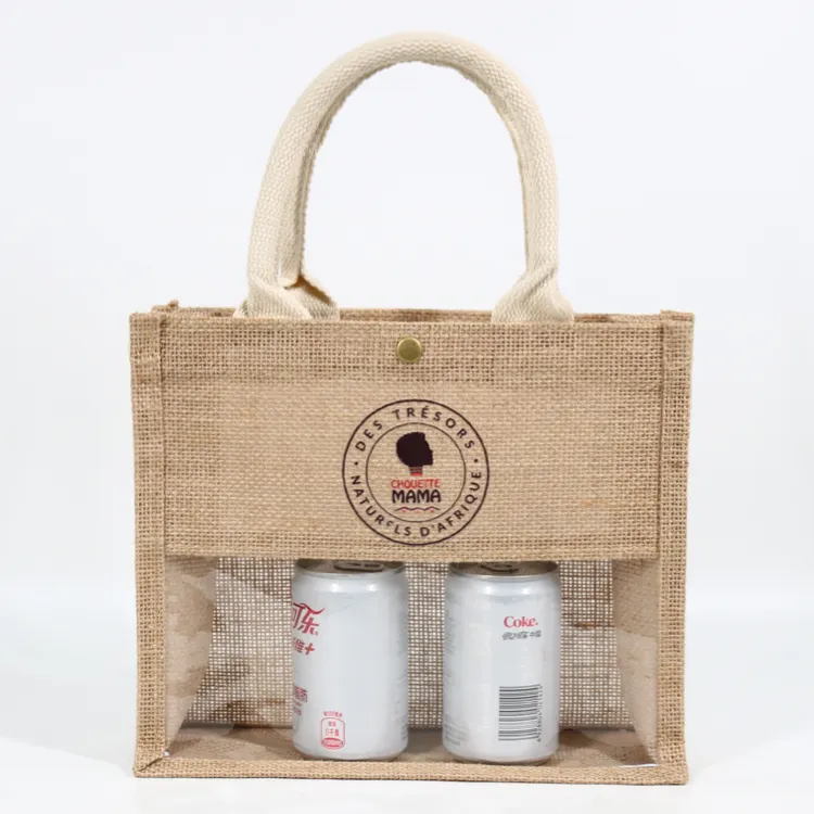 Hersteller Großhandel Custom Printed Logo Eco Wieder verwendbare Sac kleinen Handtasche Shopping Jute Einkaufstasche