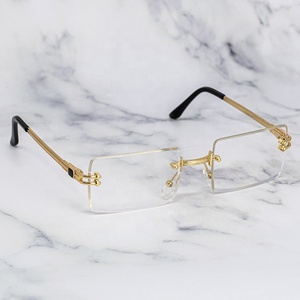 نظارات مستقيمة معدنية مخصصة من TFB للرجال والنساء نظارات شمسية مربعة من الأسيتات بدون إطار مع شعار على العدسات - Product Image 4