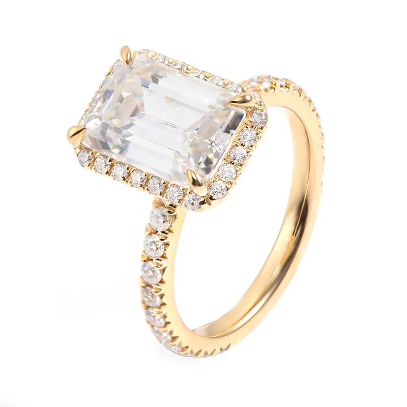 Etsy Bestseller 2024 10K 14K 18K oro blanco GRA certificado 3ct 7*9mm Esmeralda D Moissanite anillo de compromiso de diamantes para mujeres