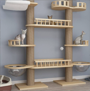 豪华落地猫树塔木制猫爬塔带刮擦柱猫树 - Product Image 2