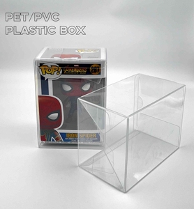 卸売PETプラスチック透明プロテクターハードビニール包装小さな透明なアセテートボックスパッキングファンコポップギフトカバー付き