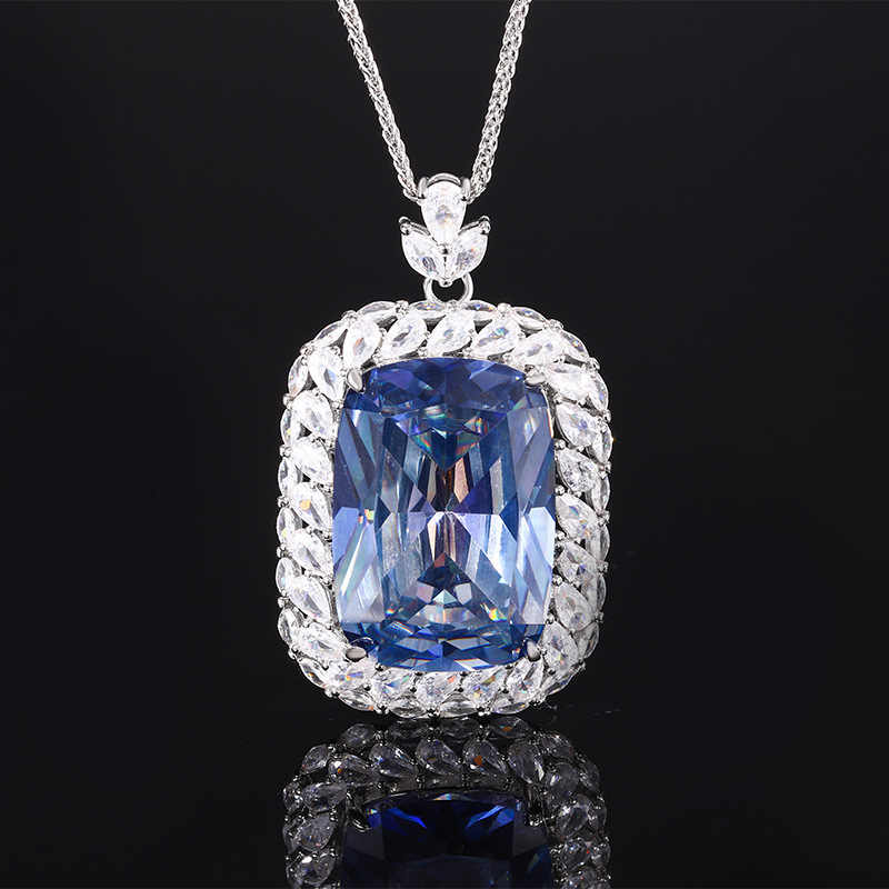 White White Blue plated pendant with Chopin chain