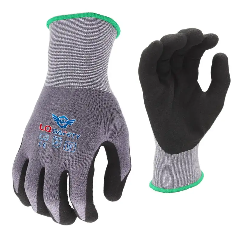 Chine Usine 15G Nylon Spandex Pas Cher Gant De Travail Industriel Avec Nitrile Enduit Paume Gants De Sécurité