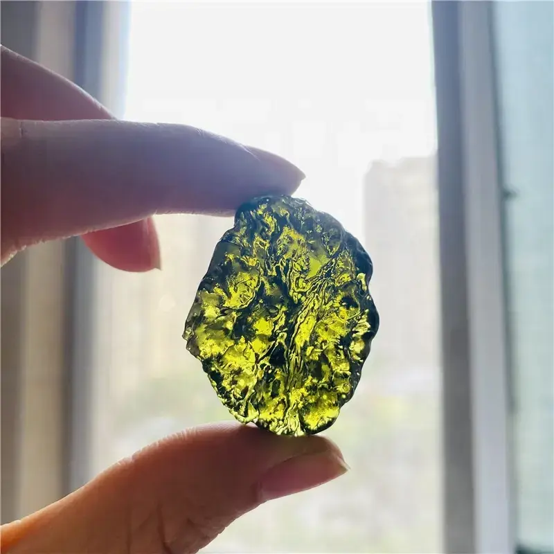 Wholesale geological green Moldavite rough stone glass healing crystal raw stone