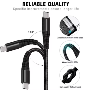 5A高速充電データケーブルナイロンブレイド2 in 1対応USB-Cチップiphone充電器ケーブル - Product Image 2