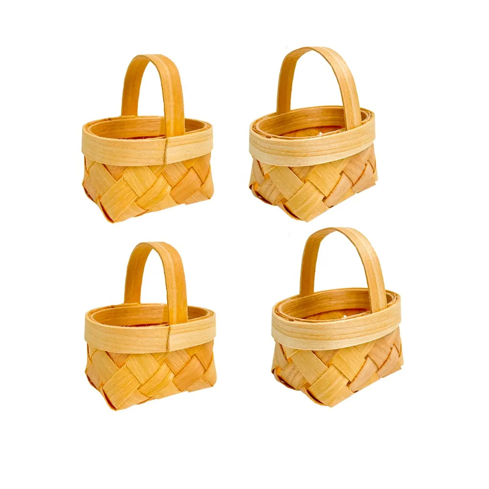 Mini panier en bambou tissé pour cadeaux de mariage, panier à puces de bois tissé à la main, 10 pièces