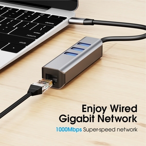 Hub convertitore USB 3.0 Rj45 Gigabit Ethernet Adattatore USB da USB 3.0 tipo C a scheda di rete - Product Image 4