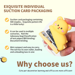 Agrafeuse de dessin animé ours mignon, 16 pièces avec un design adorable, une excellente aide pour la reliure des étudiants et du bureau - Product Image 4