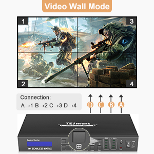 TESmart hdmi矩阵切换器支持多控制面板LCD 2X2视频墙模式4x4无缝hdmi切换器矩阵 - Product Image 4