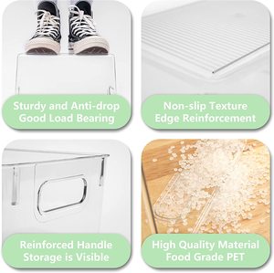 QM Stackable Clear Plastic Kitchen Organizer Container Set 6 Refrigerator Organizer <strong>Bins</strong> with Handles PET Material for <strong>Packing</strong> - Product Image 3
