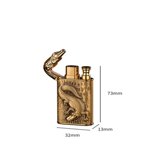 Mới Croc lưỡi áo giáp khí ngọn đuốc đôi ngọn lửa bơm lại bật lửa thuốc lá máy bay phản lực ngọn lửa với hỗ trợ tùy chỉnh Bật Lửa Logo - Product Image 3