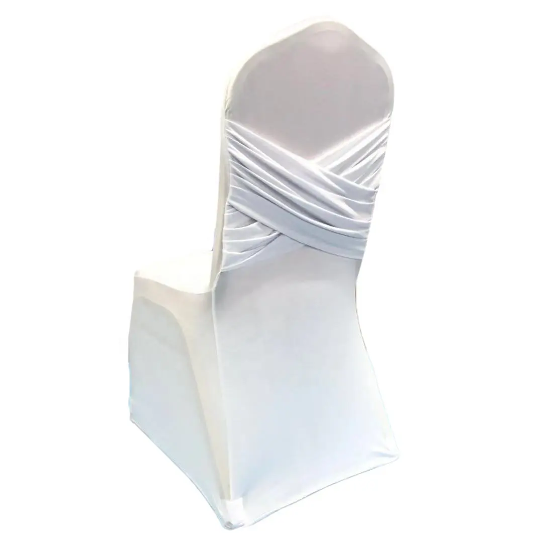 Wedding Banquet Spandex Cross Back Chair Covers White
