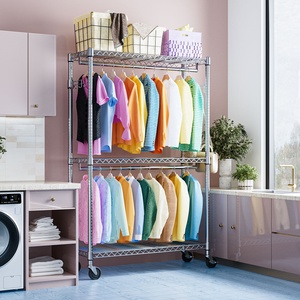 MZG rak Tampilan sepatu dapur tiga lapis, rak mantel berdiri lantai baja karbon gantung dengan gantungan manekin - Product Image 2