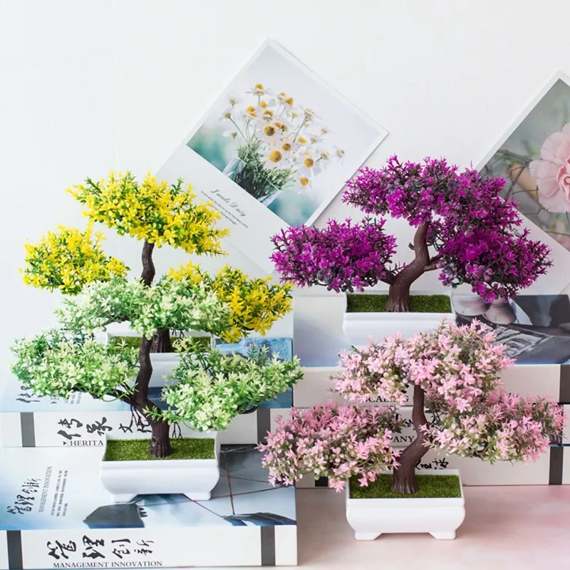 Bonsai vaso per piccoli alberi fiori per piante finte ornamenti in vaso per la decorazione della tavola della stanza di casa decorazioni per il giardino dell'hotel piante artificiali