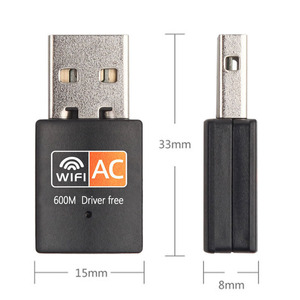 デュアルバンドUSBワイヤレスネットワークカード600MドライバーフリーPCデスクトップコンピュータWiFi信号受信機ブースター - Product Image 1