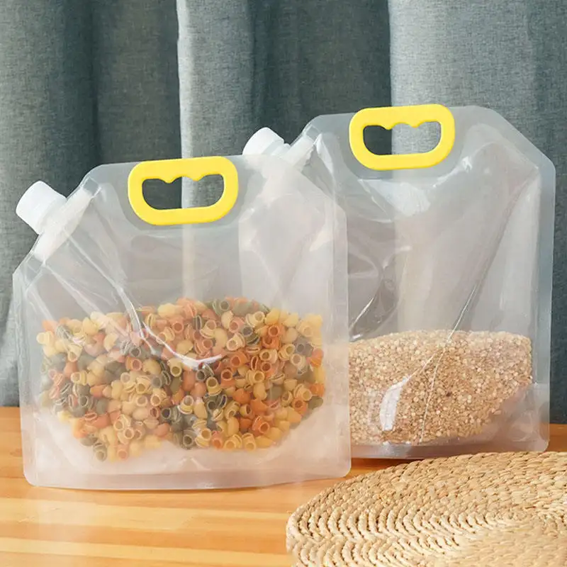 O punho reusável plástico transparente do bico do bocal levanta-se armazenamento que empacota o malote umidade do grão prova selado saco