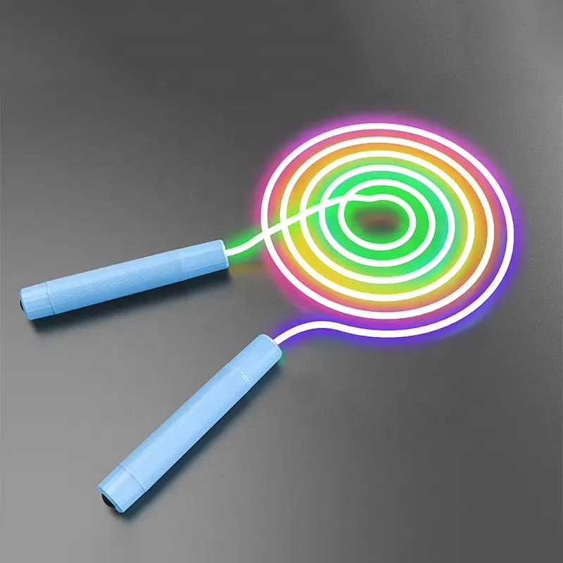 LED Rainbow Jumping Rope para Crianças Light Up Exercício Pular Cordas para fitness Esporte Interesse Luminosa Ajustável Skipping Ropes