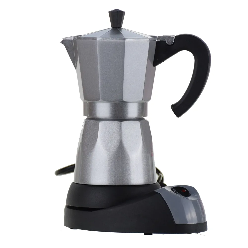 B11-900 couleur argent 220 ~ 240V 6 Tasses Expresso Portable Cafetière Moka/Électrique Moka Pot