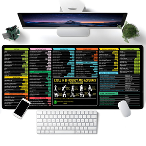 Alfombrilla de escritorio de acceso directo de Excel Word PPT PS en español, alfombrilla de ratón para teclado XL,XXL, alfombrilla de ratón de escritorio personalizada de goma antideslizante extendida