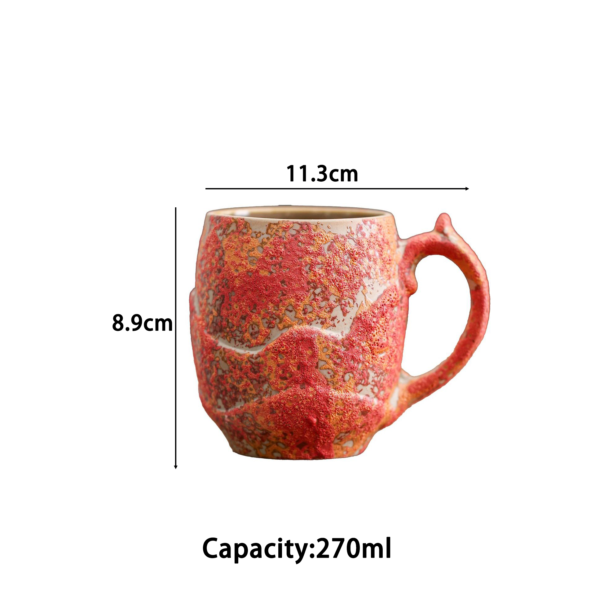 Taza de montaña roja y colorida