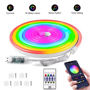 WS2812 RGBIC неоновая RGB Светодиодная лента с регулируемой яркостью 5 В USB Светодиодная лента для умного приложения Bluetooth управление Гибкая силиконовая трубка - Product Image 1