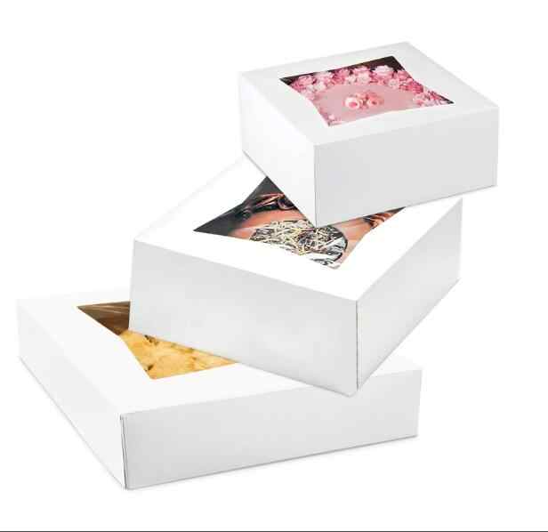 Prodotti da forno Box con Finestra 6/8//10 Bianco Regalo di Cartone di Imballaggio per la Torta Torta di Biscotti e Pasticceria Auto pop Ristorante Contenitori