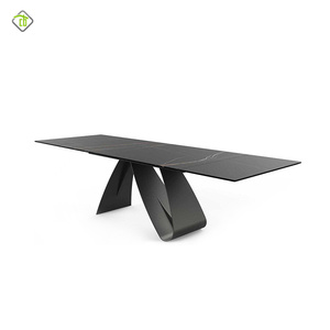 Mesa de comedor de mármol Rectangular de gama alta, mesa de comedor y silla de losa de roca de lujo con luz minimalista moderna - Product Image 4