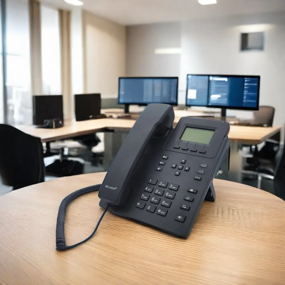 2 SIP-Leiterungen VOIP Desktop Telefon günstig HD Audio mit EHS und POE Business Office Hotel Sip-IP-Telefon