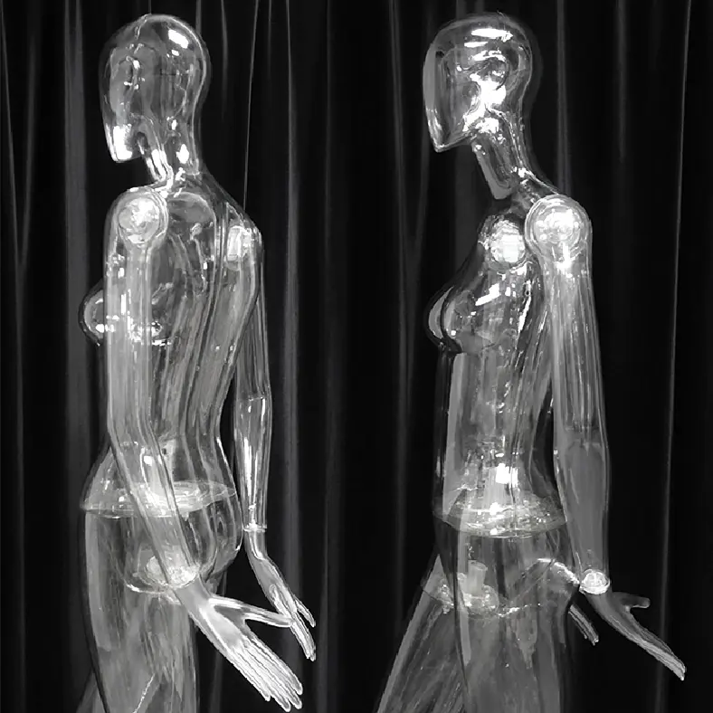 2024 affichage de mannequin féminin factice en plastique transparent moderne de haute qualité pour vêtements