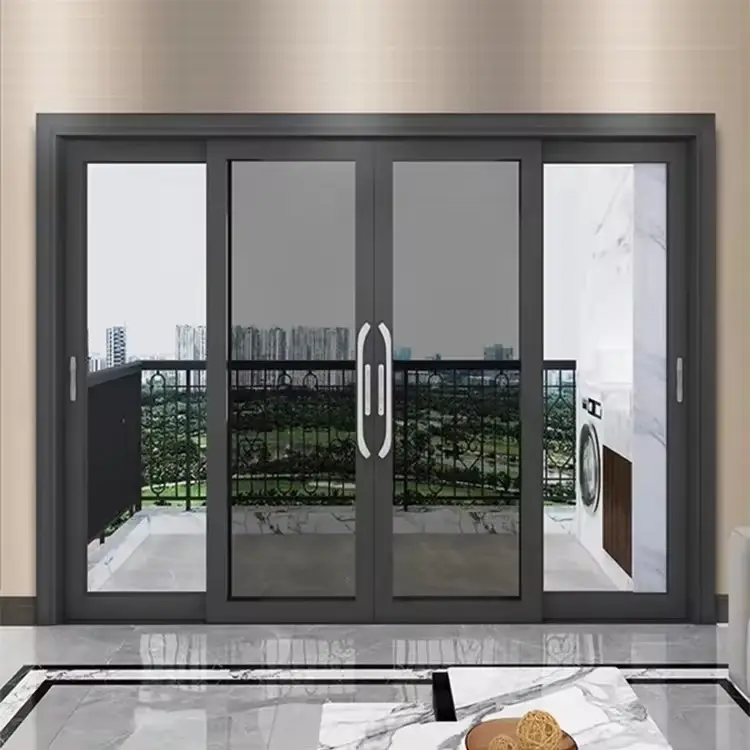 Porta de banheiro de alumínio com 2 painéis de vidro temperado, porta elegante à prova de balas para quarto, preço duplo