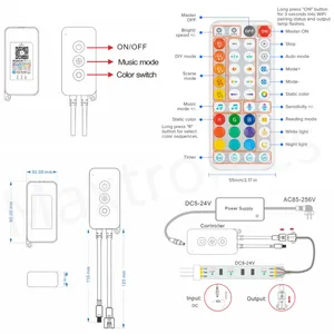 Инфракрасный 44-клавишный Bluetooth Красочный музыкальный контроллер RGB IC пульт дистанционного управления для 1903, 1914 адресной полосы света DC 5-24V - Product Image 5