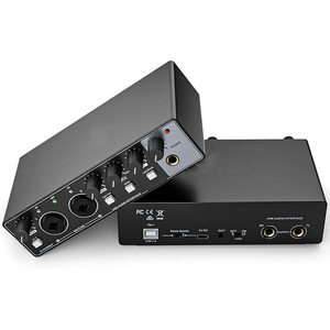 Interfaz de Audio de estudio profesional OEM de fábrica 2 en 2 salidas Mezclador de Audio USB Grabación Podcast Tarjeta de sonido de grabación - Product Image 1
