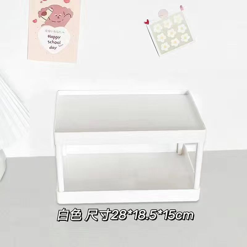 Solid color open shelving unit