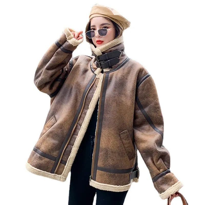 Зимняя коллекция 2022 года, лидер продаж, стильная авиаторская куртка-бомбер из натуральной овчины и искусственного меха, женское и мужское пальто из овчины