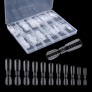 120 adet özel Logo yüksek kalite yanlış Nail İpuçları badem kare çift formu kalıp jel tırnak uzatma İpuçları araçları - Product Image 2
