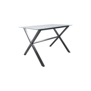 散装出口现代简单玻璃餐桌，黑色金属底座 - Product Image 2
