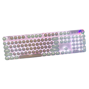Teclado mecánico retroiluminado de dos colores para juegos, Teclado mecánico retroiluminado para ordenador, notebook, con cable, rosa y blanco - Product Image 6